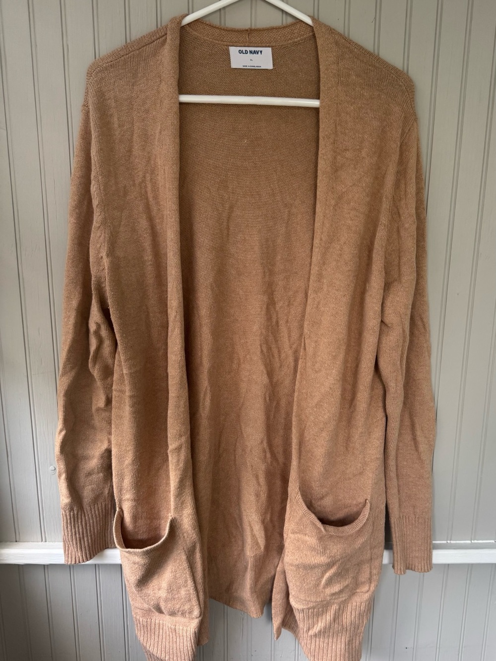 Old Navy Women's Light Beige Open-Front Pocket Cardigan